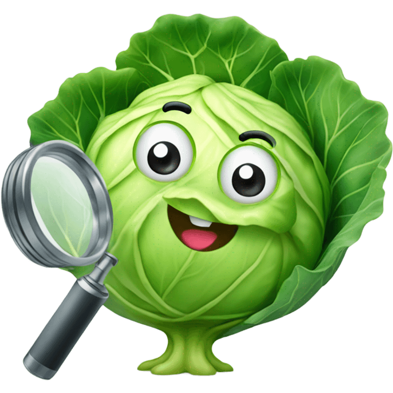 happy cabbage hold magnifying glass emoji