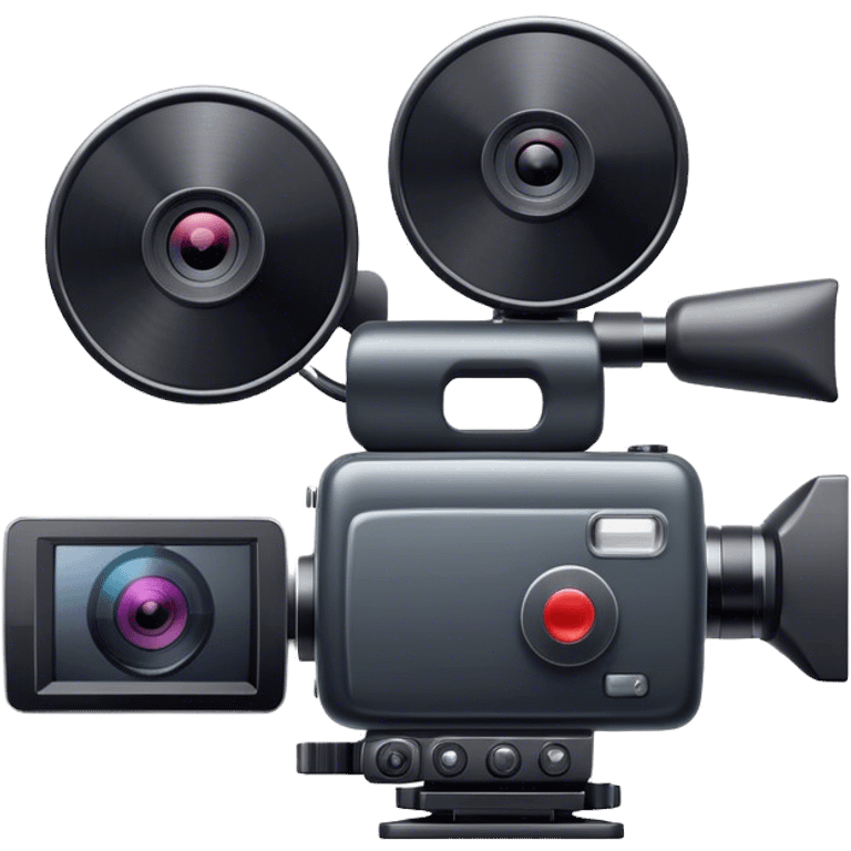 Create an emoji for video shooting. Show a video camera with a recording icon. Use modern, professional colors. Do not include any emojis or smiley faces. Make the background transparent. emoji