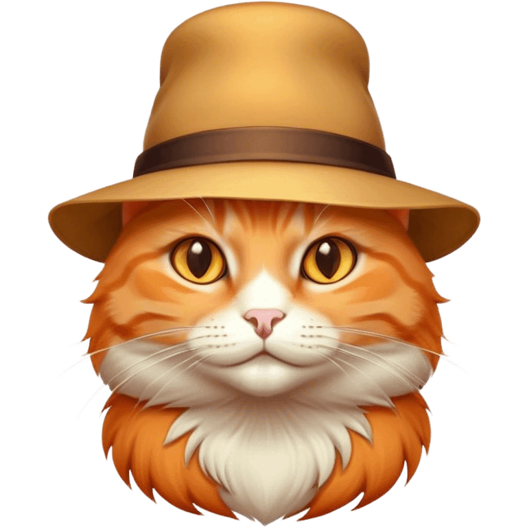 elegant business orange cat with hat emoji