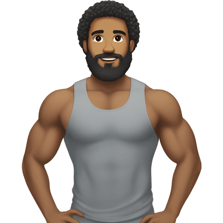 Lightskin man with Beard and afro in the gym  emoji