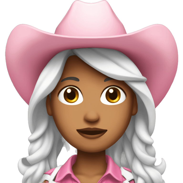 White pink cowgirl with black hair emoji