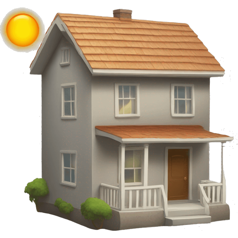 a small house with windows and the sun outside emoji