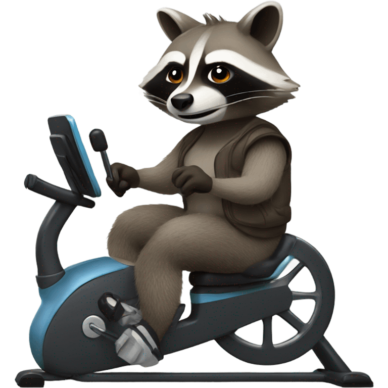 Raccoon riding a recumbent bike emoji