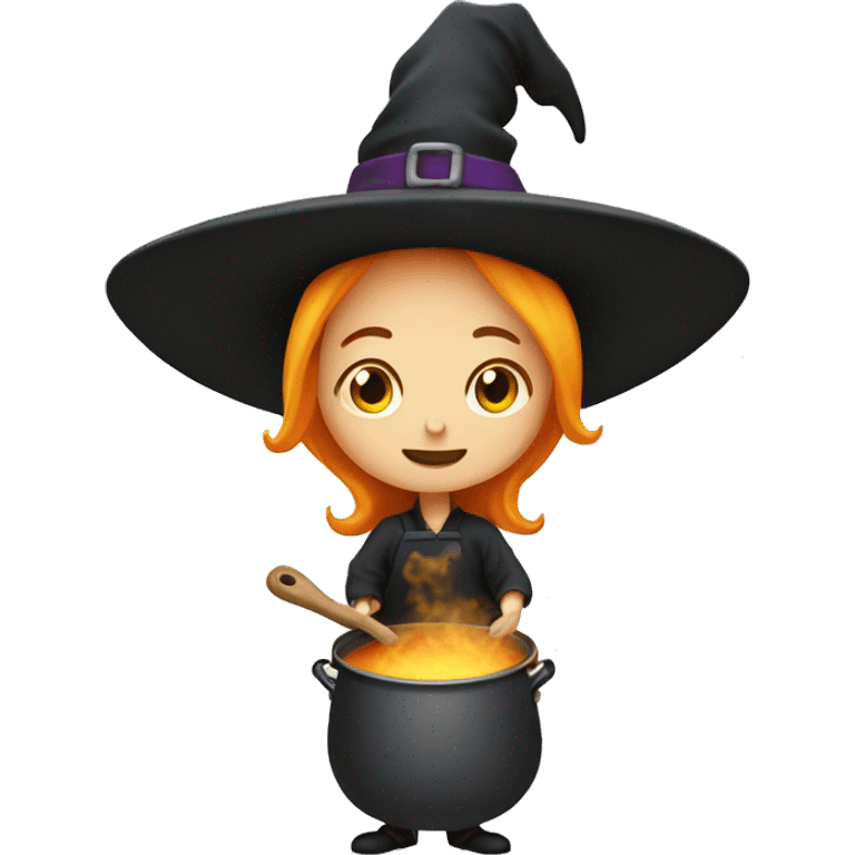 Kitchen witch with couldron emoji