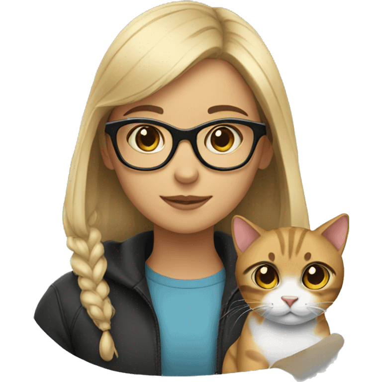 Girl with glasses and a cat emoji