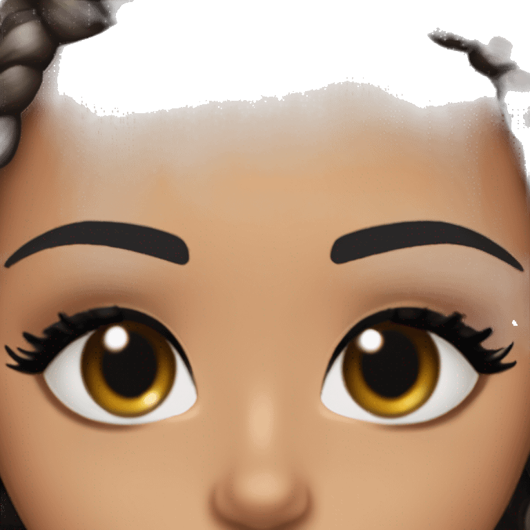 Alexa Demie euphoria sho: warm brown eyes, bold black sharp eyeliner, sparkly rhinestones on eyes, dark arched brows, full nude-berry lips, light skin, high cheekbones, sleek dark brown long straight hair in ponytail.

 emoji