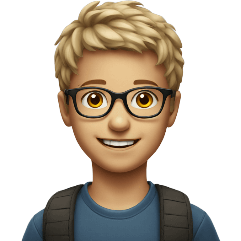 smiling boy in glasses portrait emoji