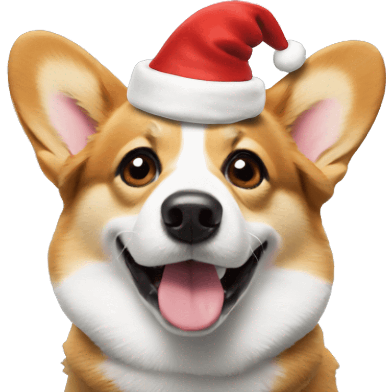 Corgi with Christmas hat emoji