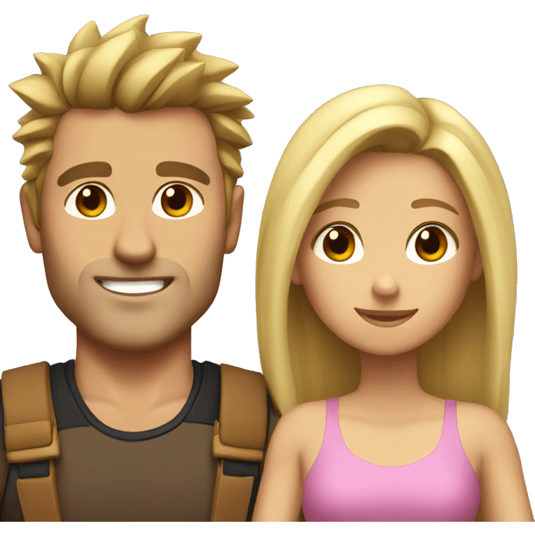 A couple. The guy is very muscular with spiky brown hair and the girl has long blonde hair  emoji