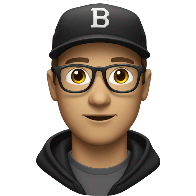 White man in a black baseball cap with a curved brim wearing thin-framed glasses. emoji