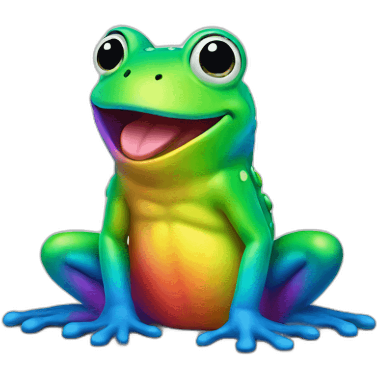 Rainbow happy frog emoji