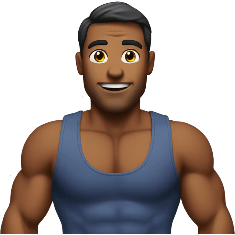 A pumped-up guy with a torso emoji