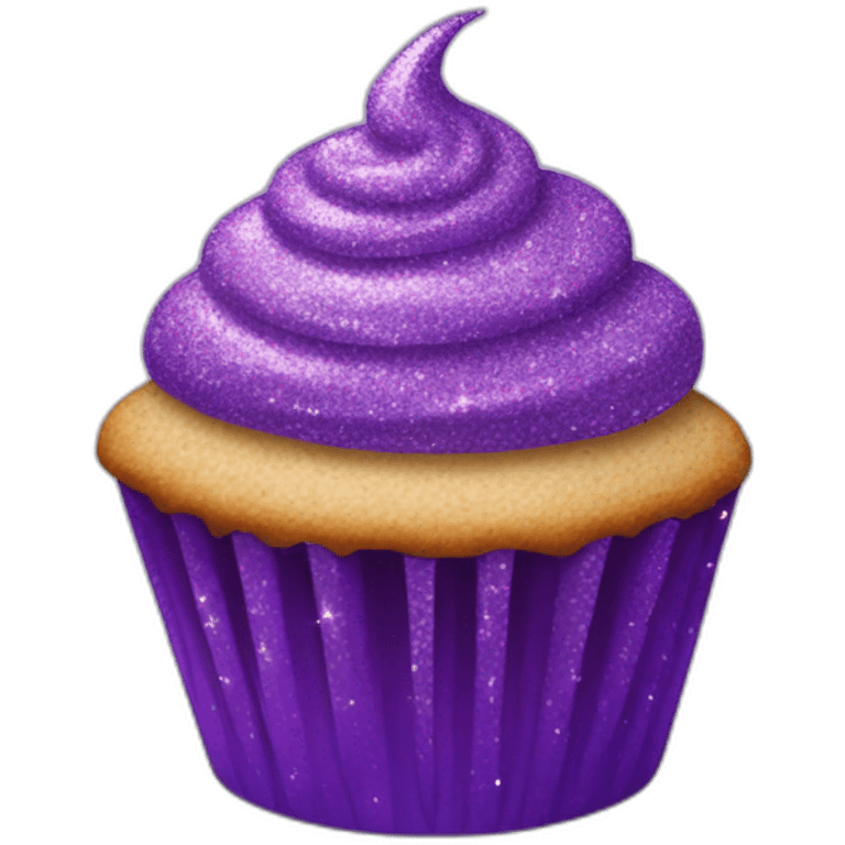 Happy purple glittery cupcake  emoji