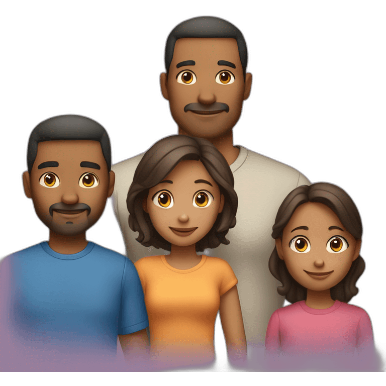 Family of 4 people. 40-year-old father. 38-year-old mother. 9-year-old son and 4-year-old daughter. emoji