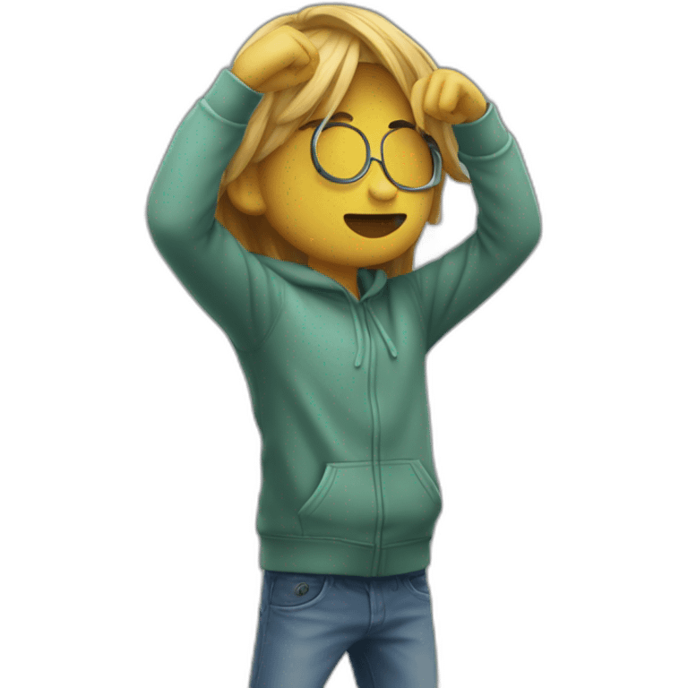 Quelqu’un qui fait le signe du dab emoji