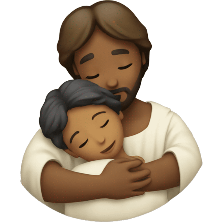 Child hugging Jesus emoji