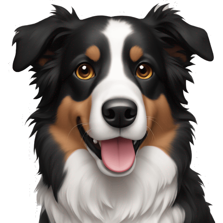 A cute Border Collie with black ears emoji