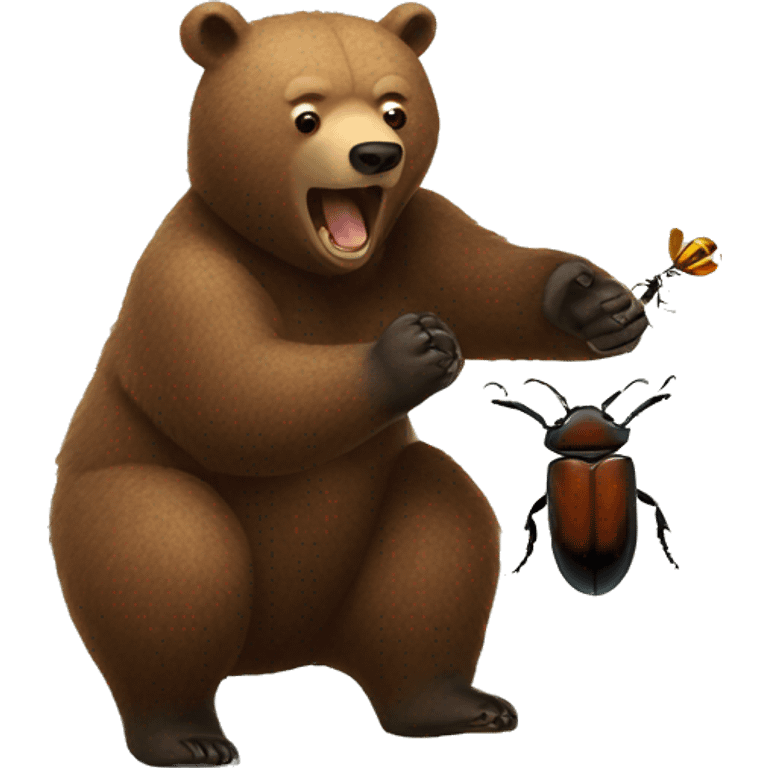 Bear hitting a beetle  emoji