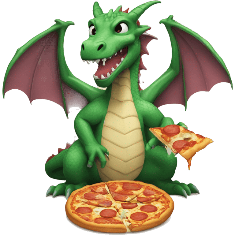 Dragon eating a pizza emoji