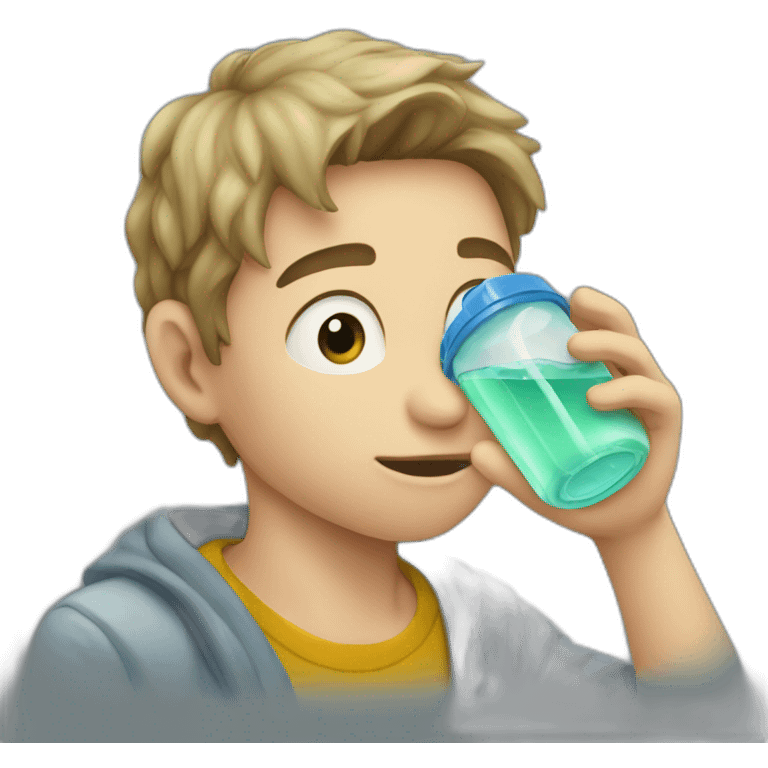 young man drinking chernobyl water emoji