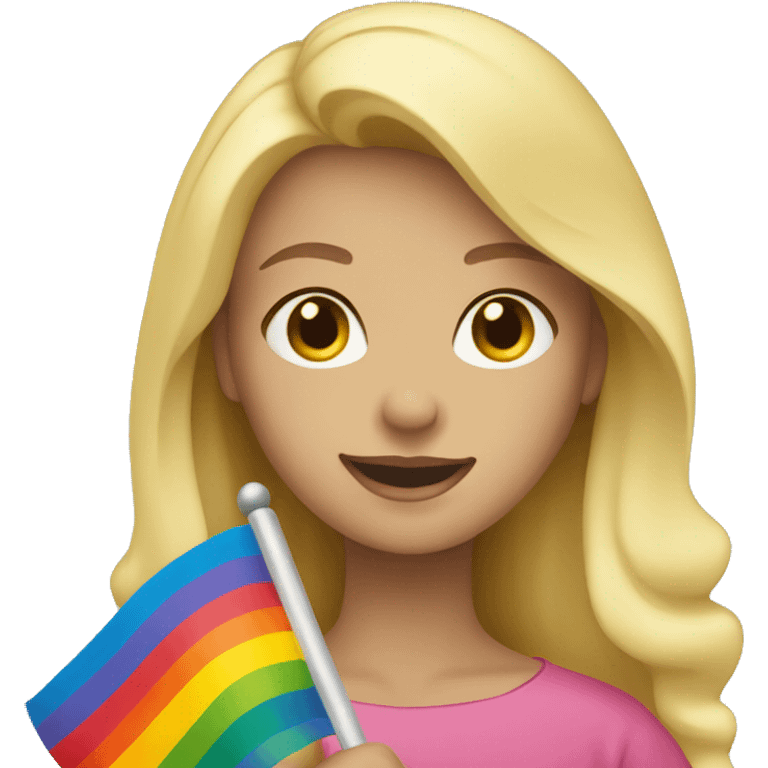 blonde holding rainbow flag emoji