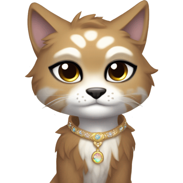 Furry, sparkle, iridescent, colorful, pastel, edgy, cool, fantasy beautiful, brown, beige, white, divine, godly, angelic, animal, anthro, full body, fursona, feline emoji