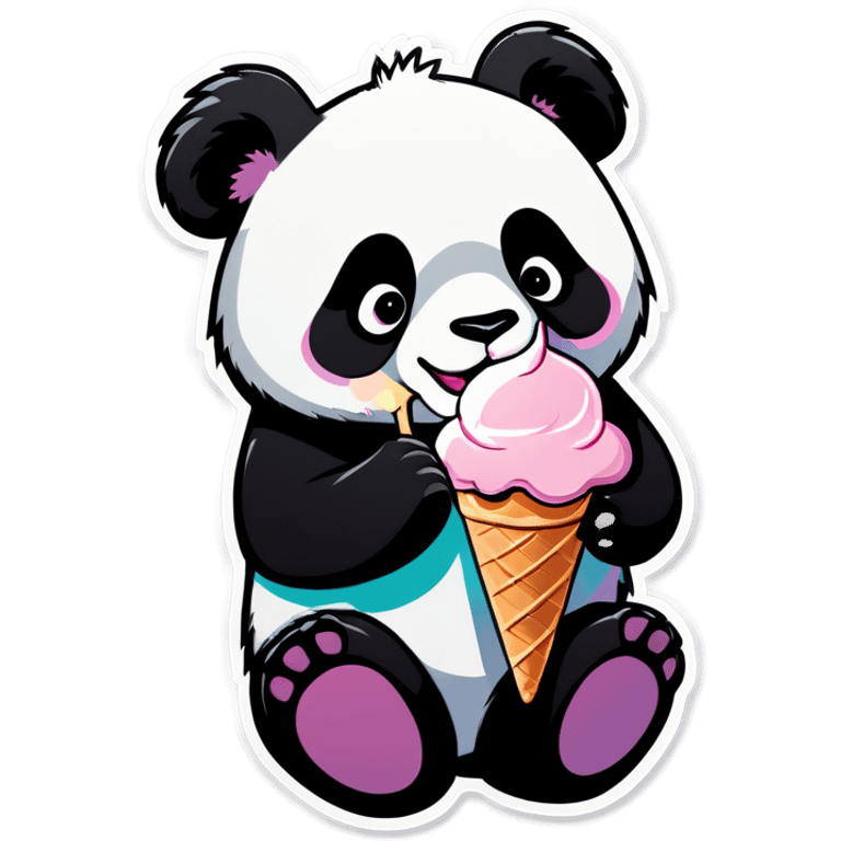 Panda eating ice cream emoji