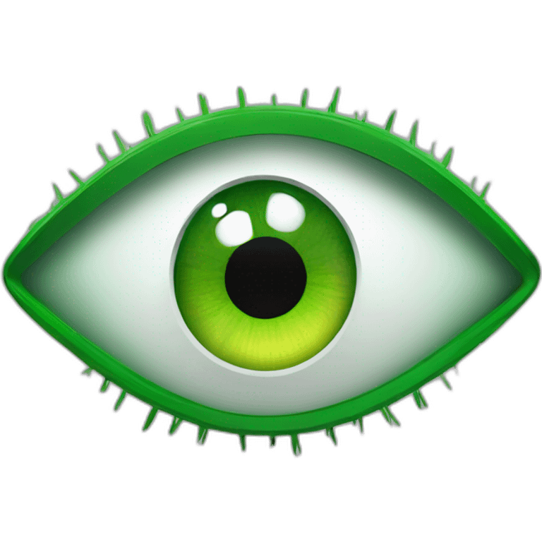 big green eye with autonomous lawnmower reflected emoji