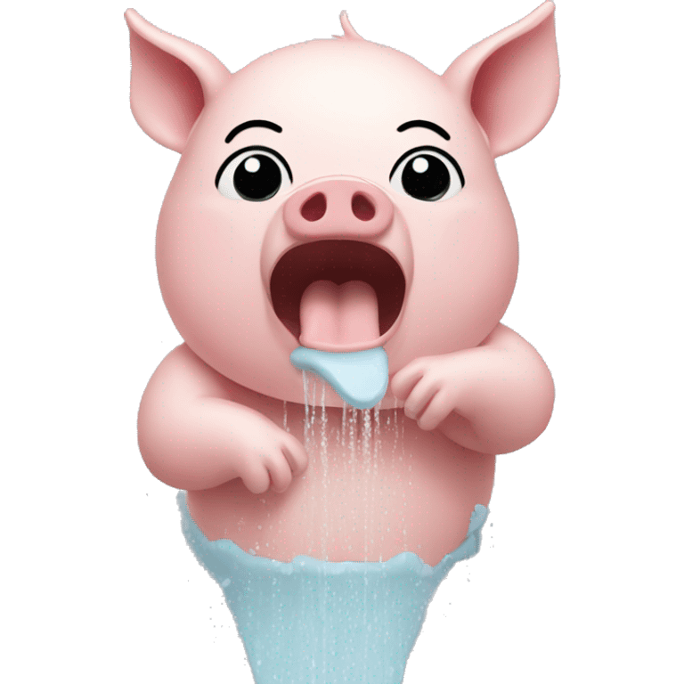 a pig singing in the shower emoji