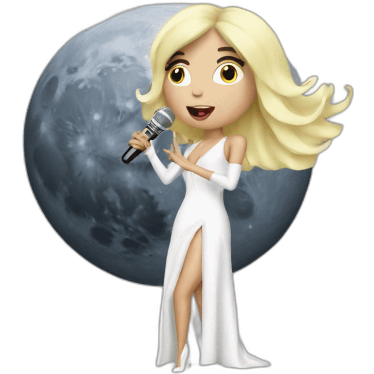 LadyGaga singing on the moon emoji