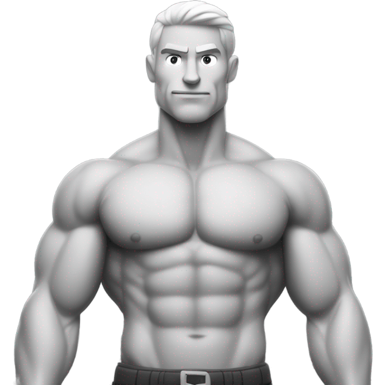 muscular man in monochrome chad emoji