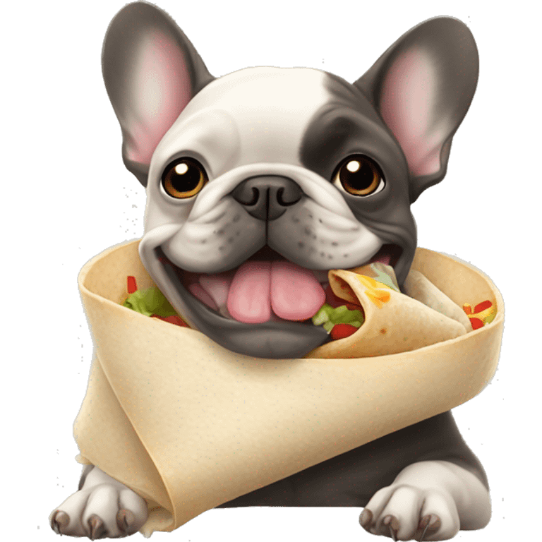 French bulldog eating a burrito  emoji