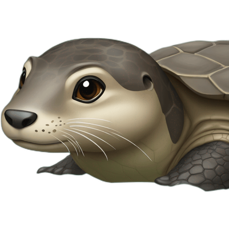 Une loutre sur une tortue emoji