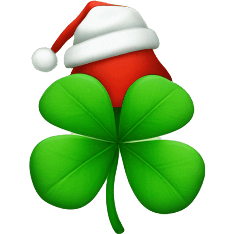 four-leaves clover with christmas hat emoji