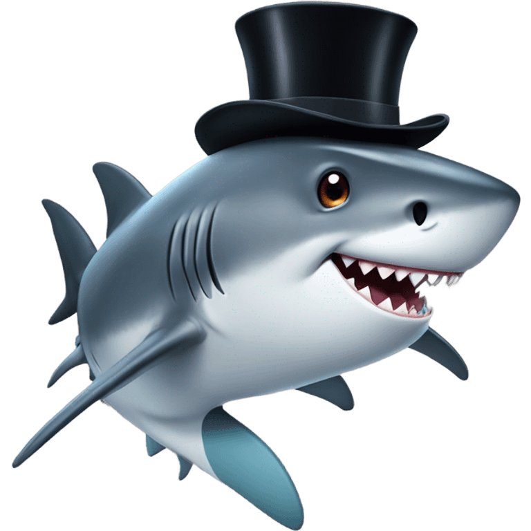 Shark with a top hat emoji