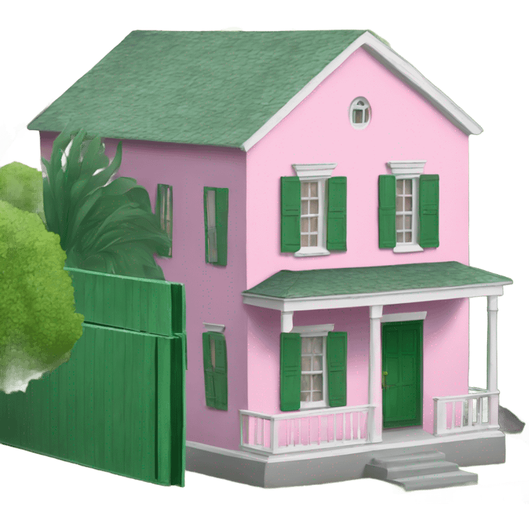 Small pink house green shutters emoji