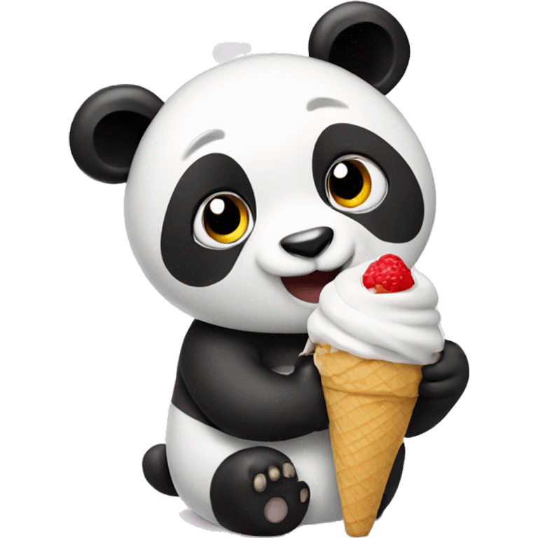 Panda eating ice cream emoji