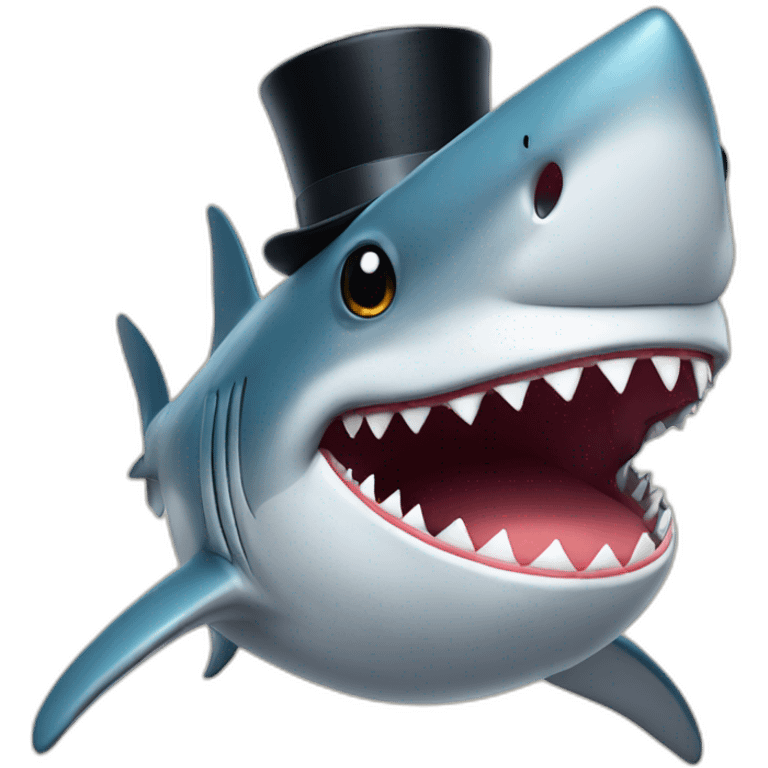 Shark with a top hat emoji