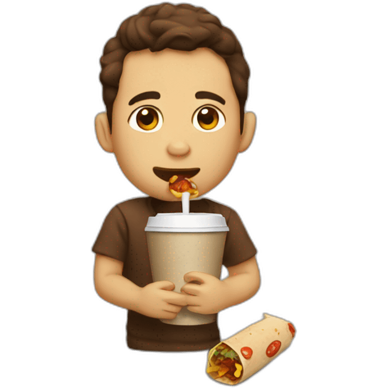 Eating burritos and drinking coffee in college emoji