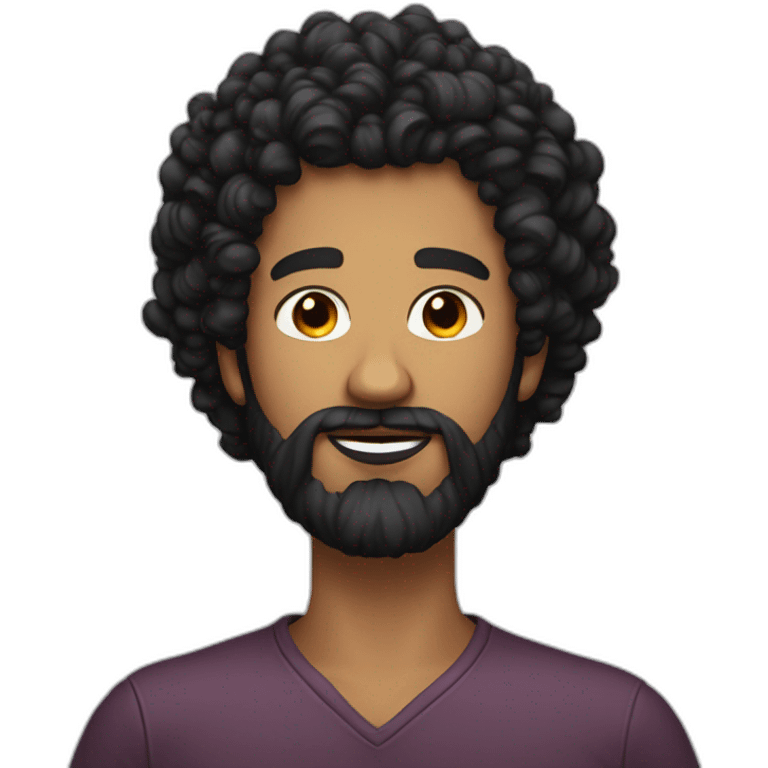 men with black curly hair and beard become developpement web god emoji