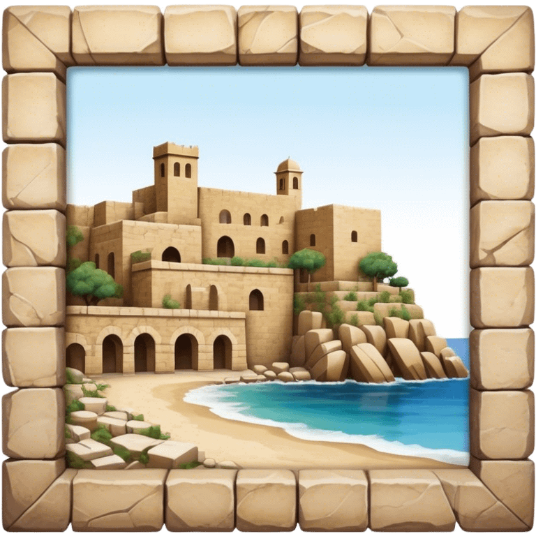 Cinematic Realistic Byblos Old City Landmark Emoji, depicted with ancient, weathered stone structures rendered with lifelike detail and nostalgic, warm lighting. emoji