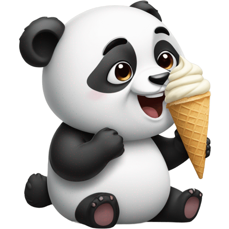 Panda eating ice cream emoji