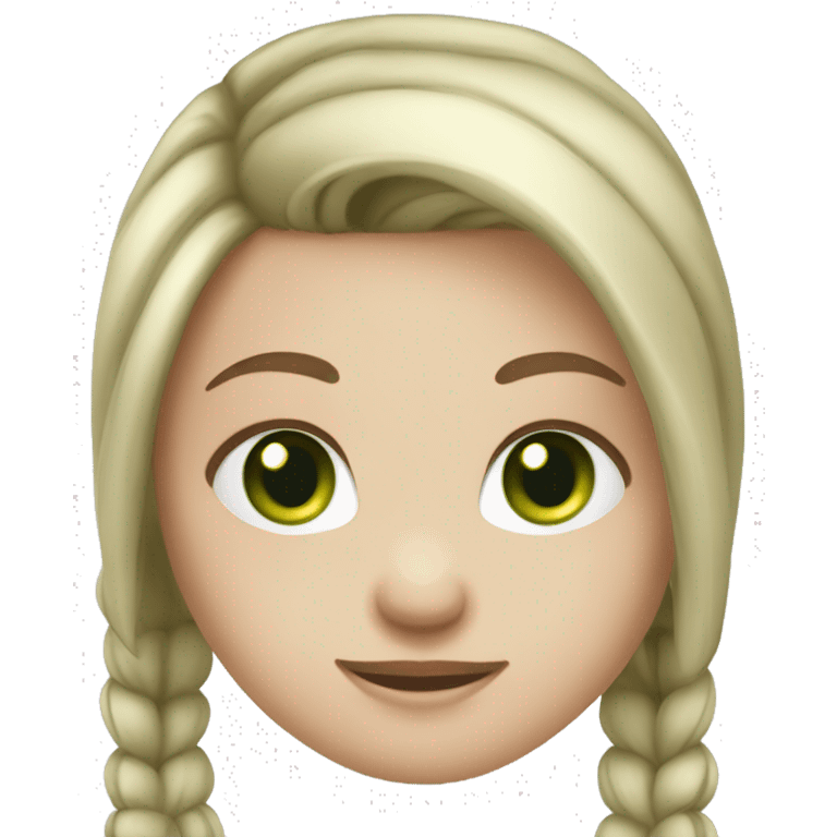 Girl with green eyes, white skin, pony tail, blinde hair  emoji