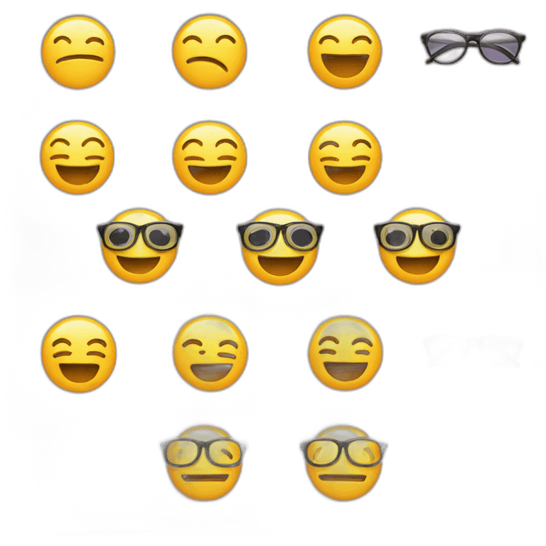 two smiley emojis side by side. One emoji wearing  glasses, and smiling. The other emoji not wearing glasses andfrowning emoji