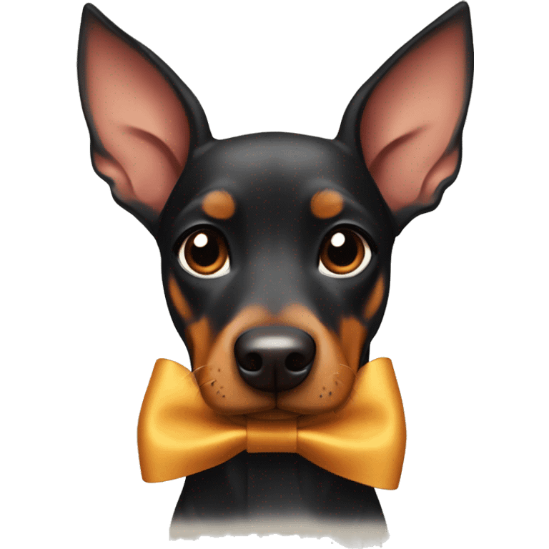 Mini Doberman with a bow emoji