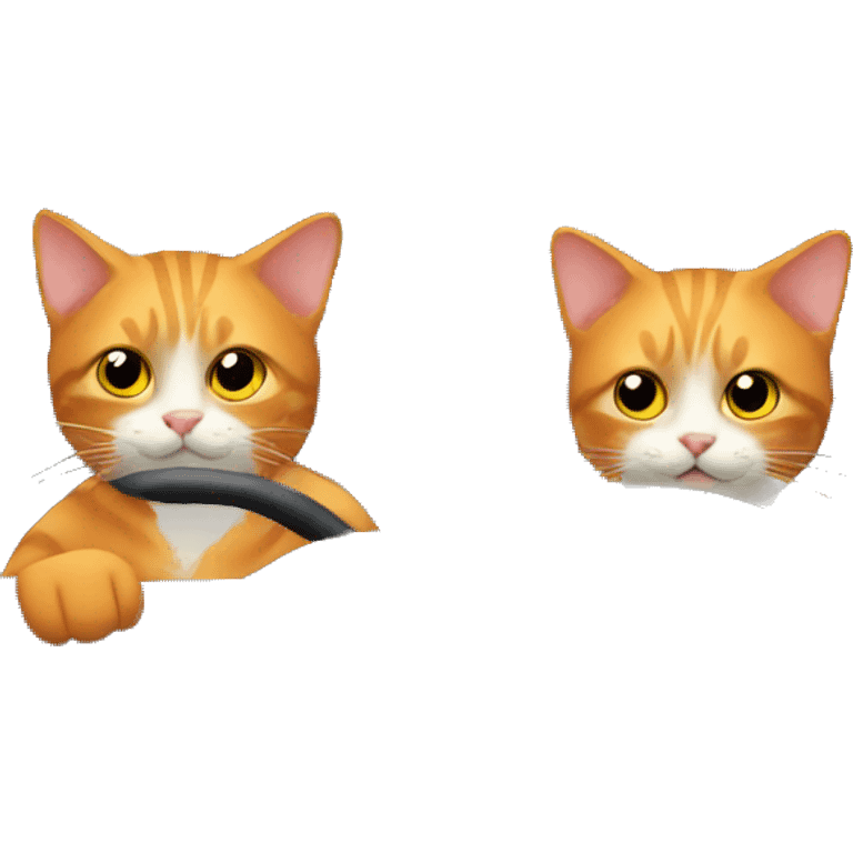 Two orange cats driving emoji