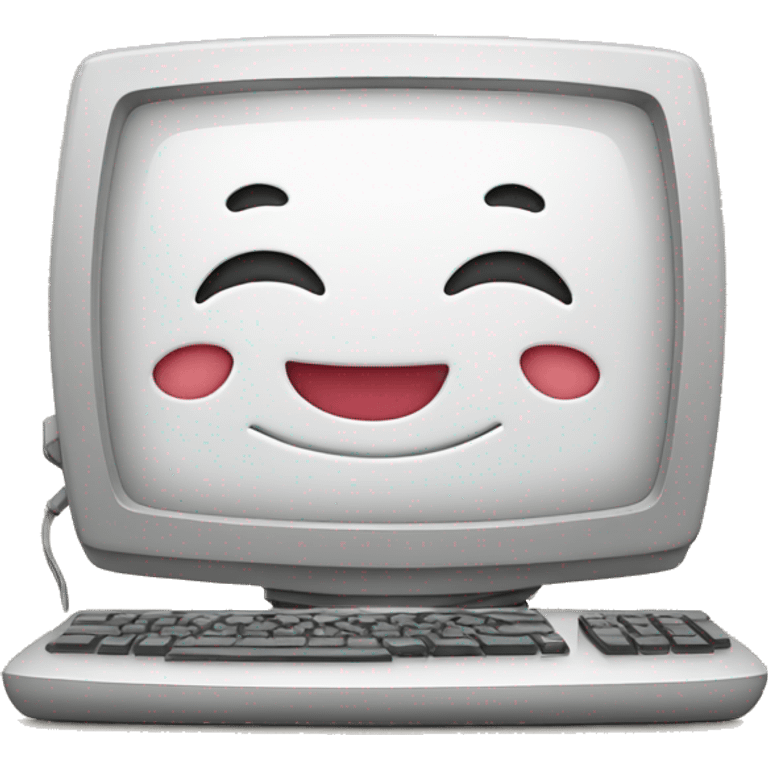 Cute computer which on the screen with a happy broad smile emoji