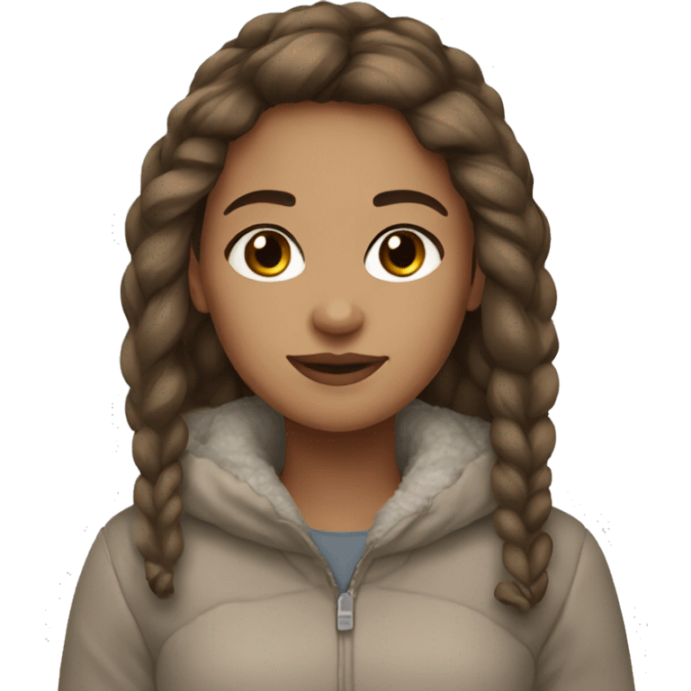 Winter girl white cozy brown hair light skin  emoji