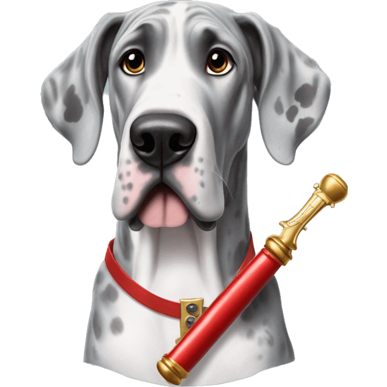 Merle grey Great Dane with a nutcracker  emoji