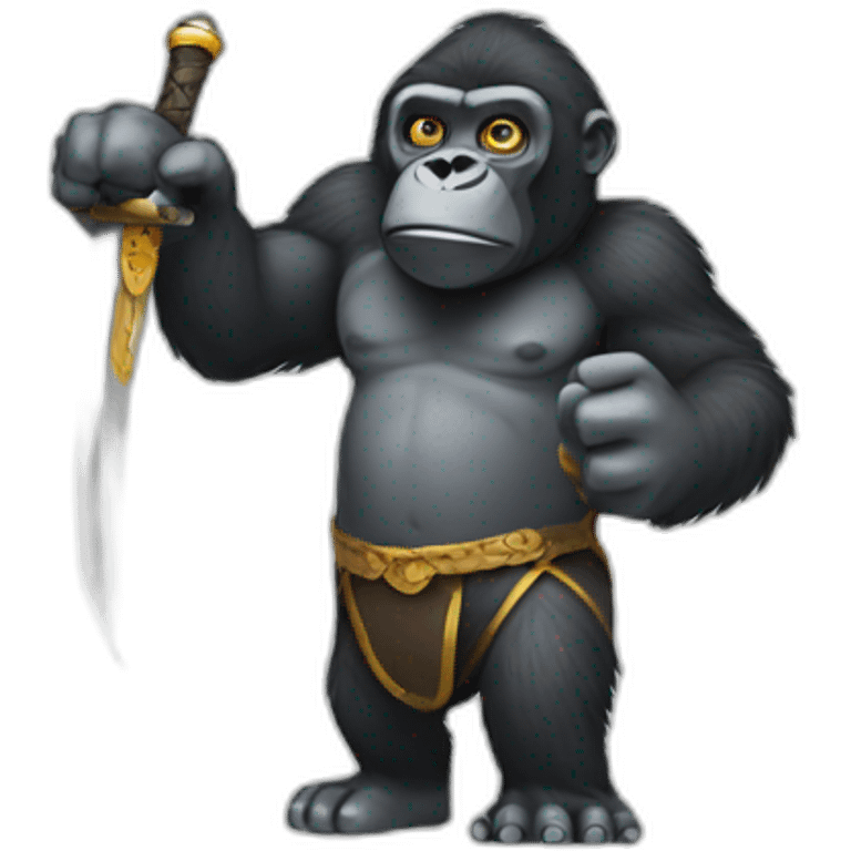 Gorilla holding a sword emoji